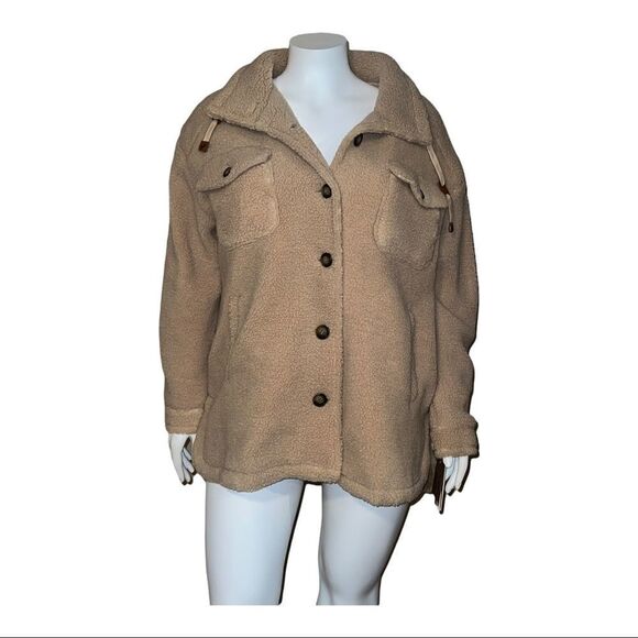 Koolaburra by UGG Women's Fuzzy Shirt Jacket Doe Tan Extra Large NWT - Picture 2 of 9